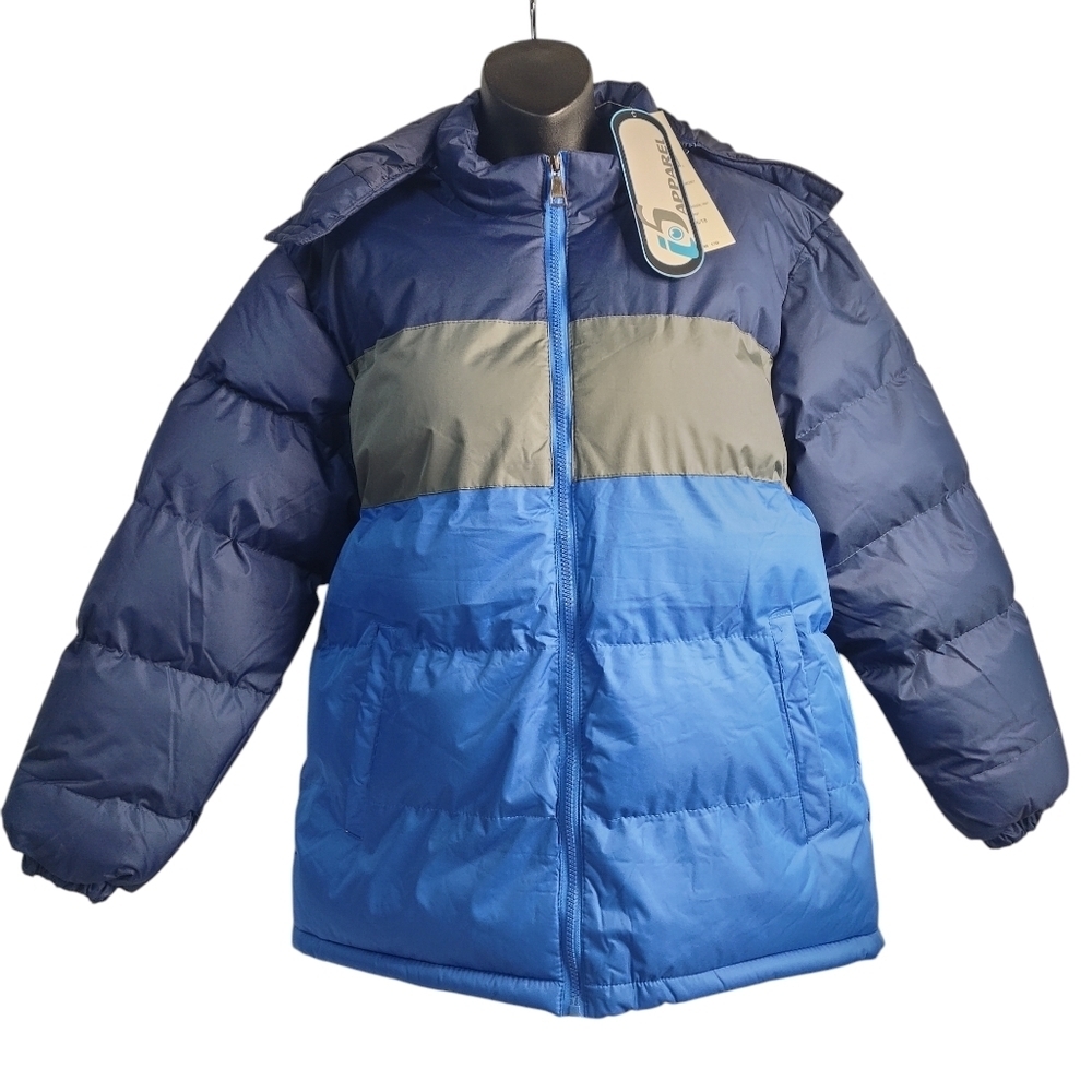 i5 Apparel Boy's Puffer Jacket Outdoor Snow Coat Removable Hood Size Large NWT